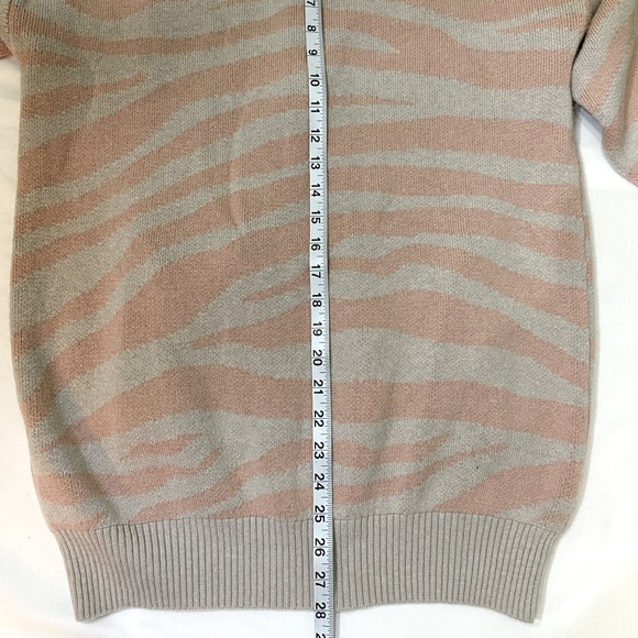 VARLEY Mayberry Pink Blush Gray Zebra Wool Blend Full-Zip Oversized Sweater SZ S - Picture 7 of 7